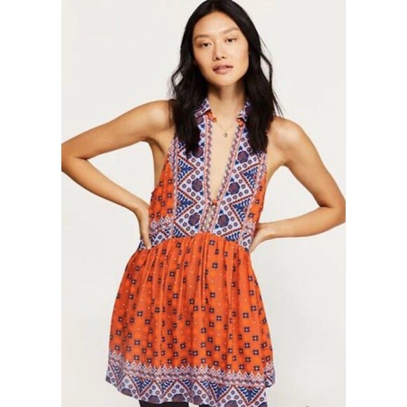 Free People Charlotte Sleeveless Long Shirt Rudy Combo Small S Tunic - Picture 1 of 6